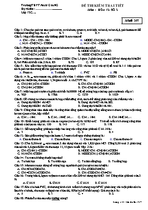Đề kiểm tra 1 tiết số 2 môn Hóa học Lớp 12 - Mã đề 357 - Trường THPT Tam Giang (Có đáp án)